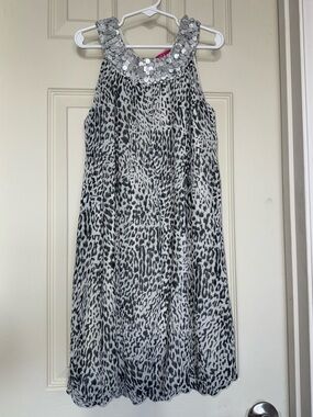 Pinky Ruffle/Bubble Hem Sequin Cheetah Print Y2K Dress Girl’s Size 8